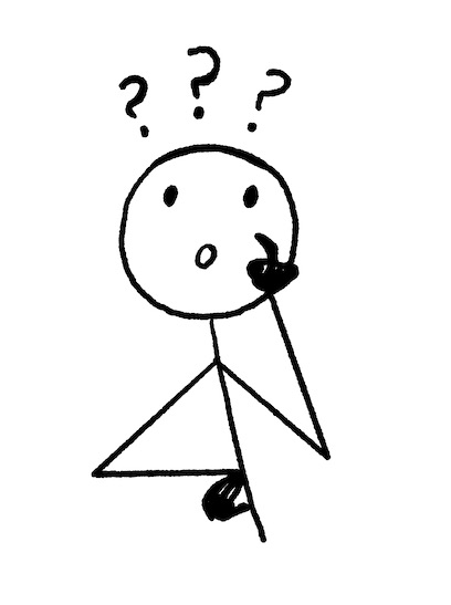 Puzzled sitck figure with three questions marks over its head